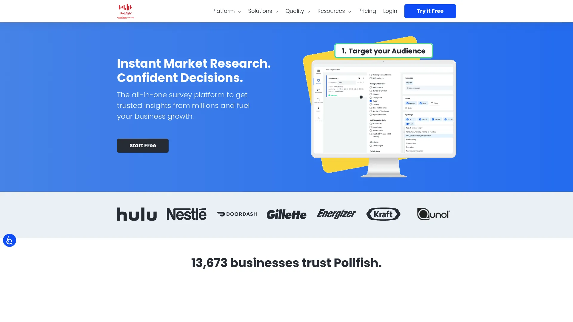 Pollfish mobile survey interface example
