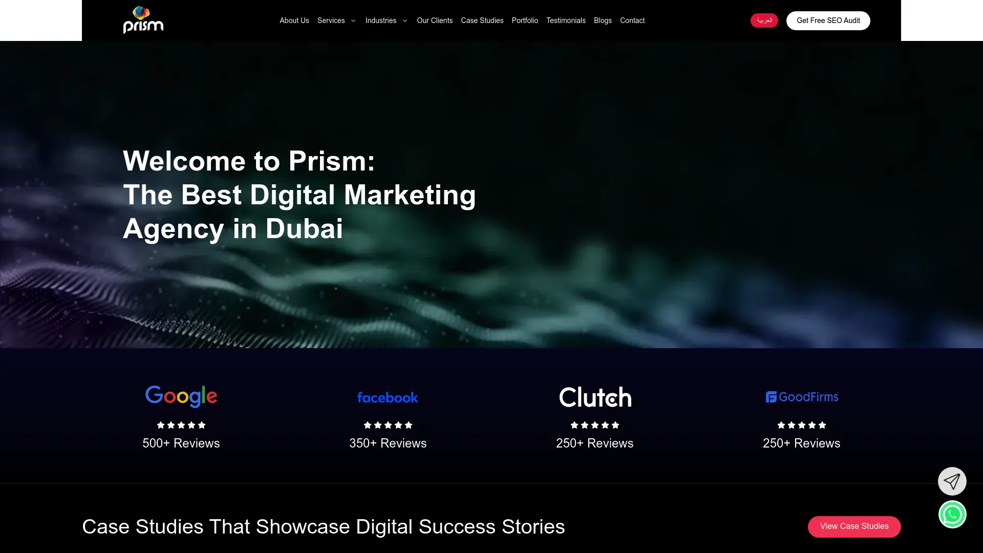 Screenshot of Prism Digital's homepage