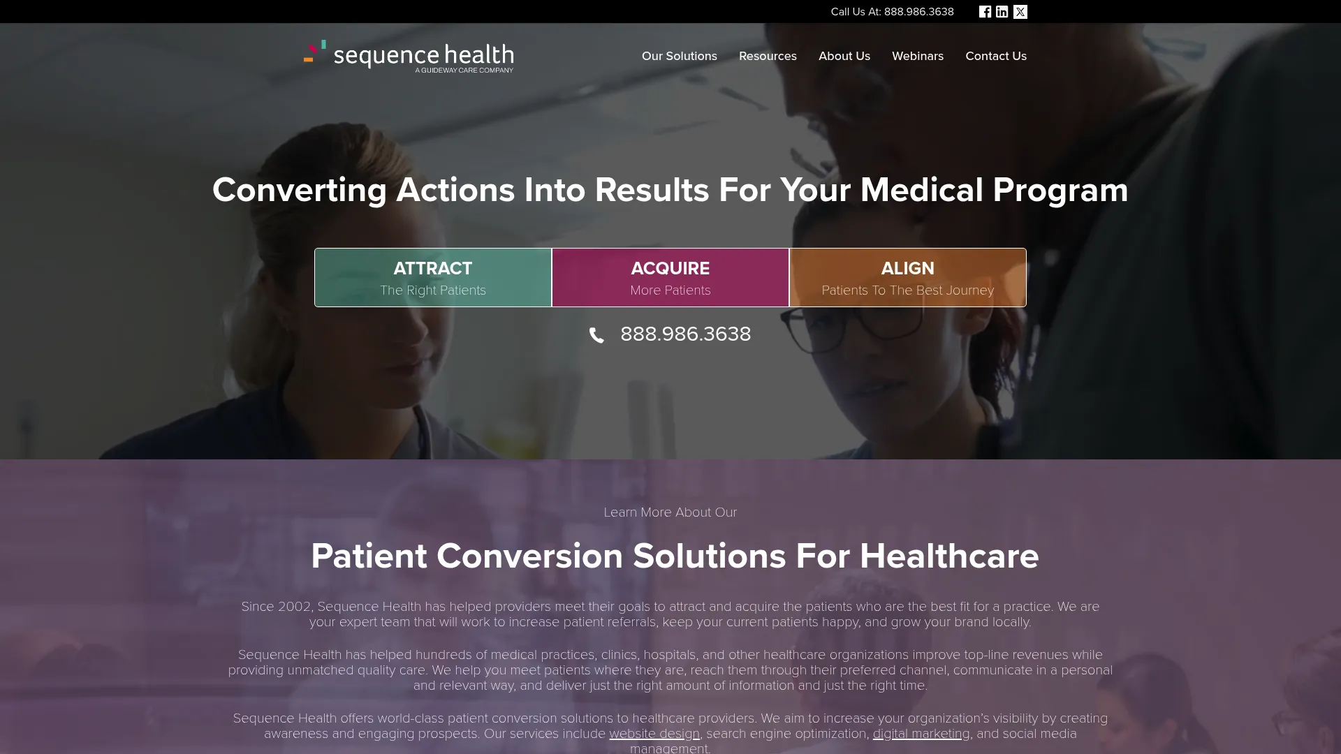 screenshot of sequencehealth.com