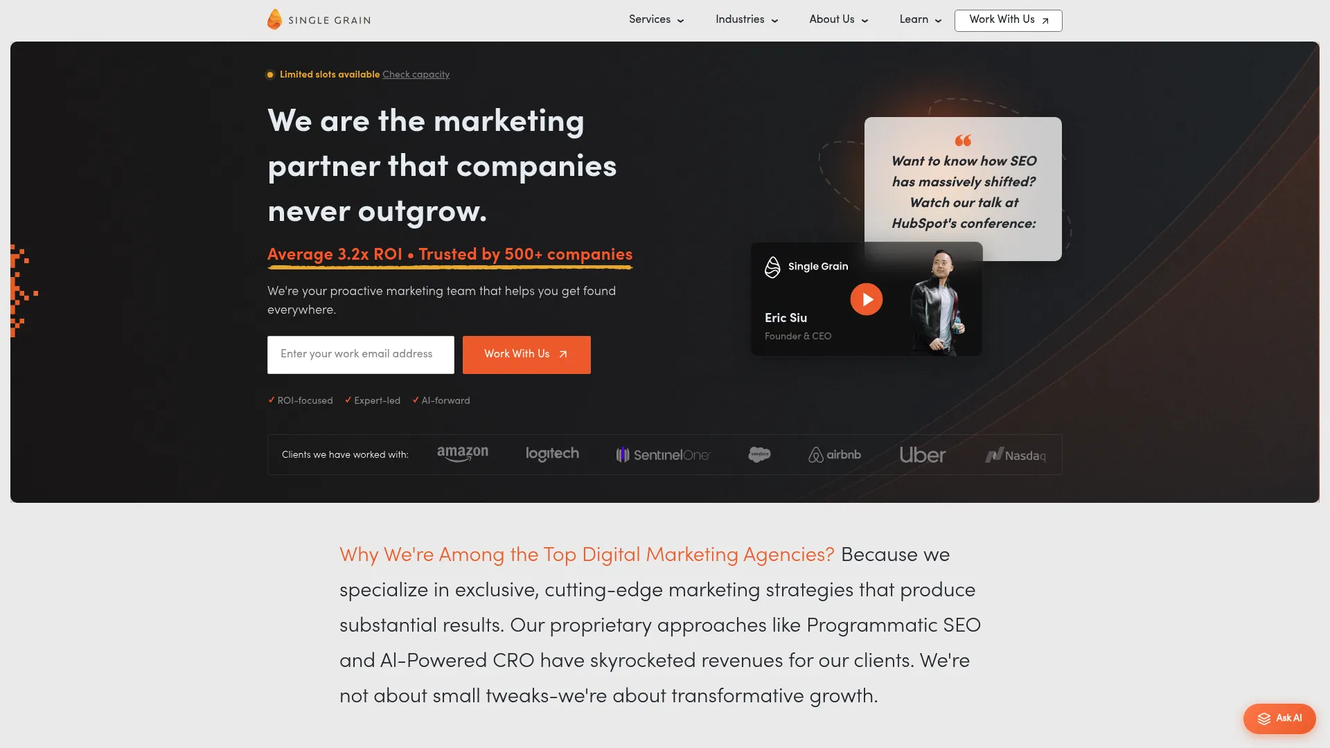 screenshot of singlegrain.com