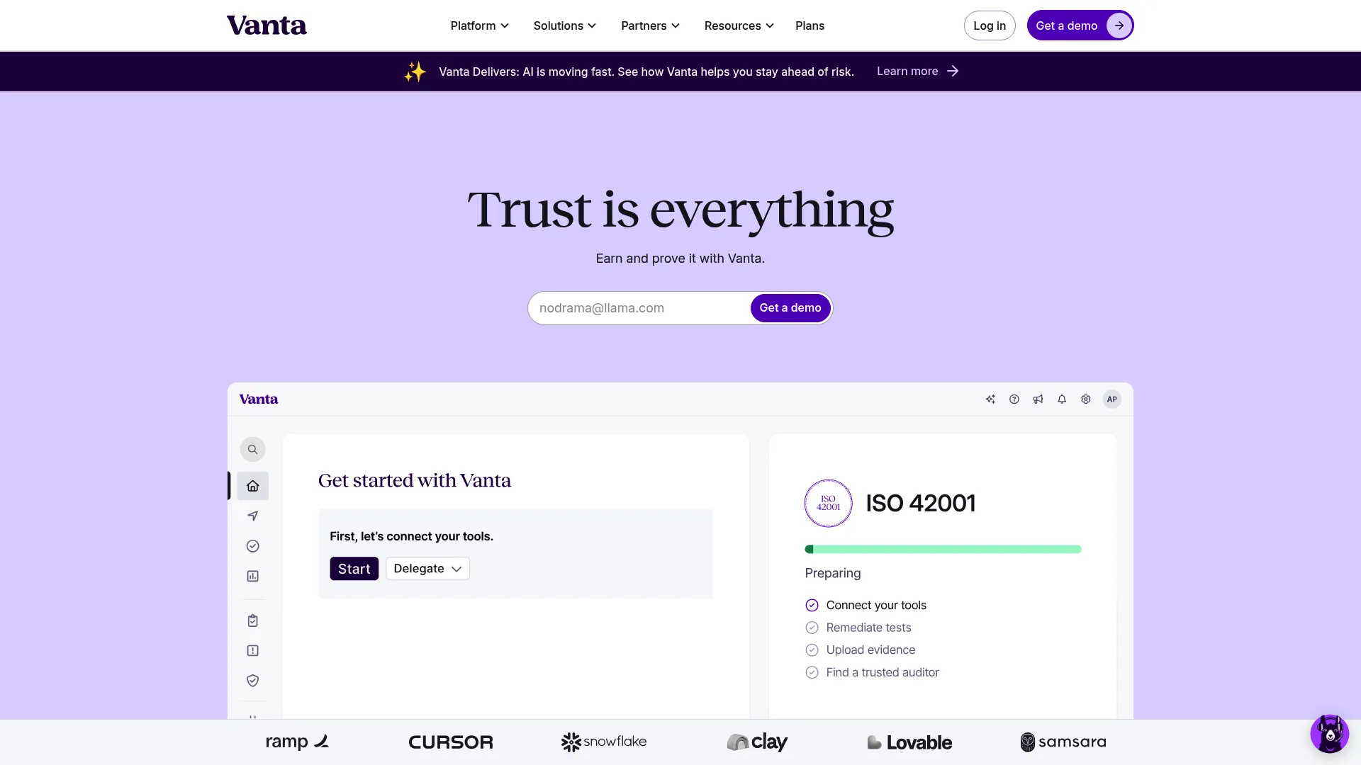 Vanta compliance platform dashboard