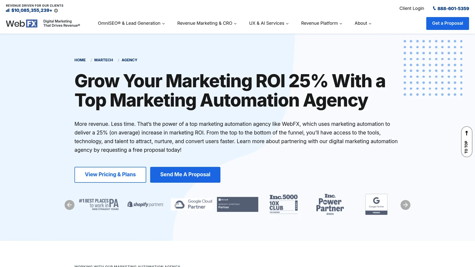 screenshot of webfx.com