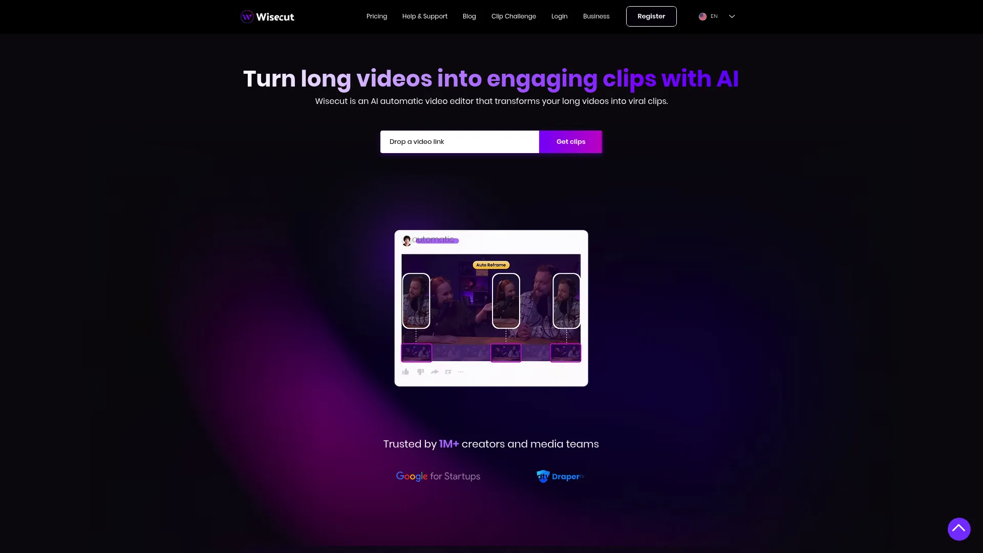 Wisecut automated video editing interface