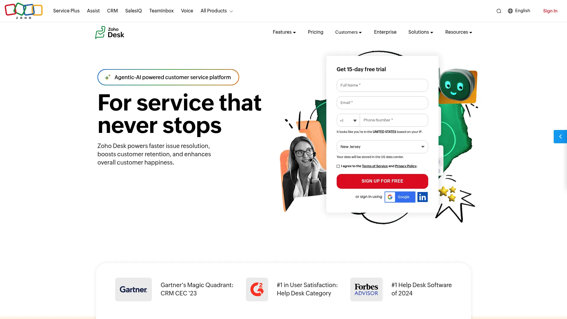 Zoho Desk AI-powered customer support interface